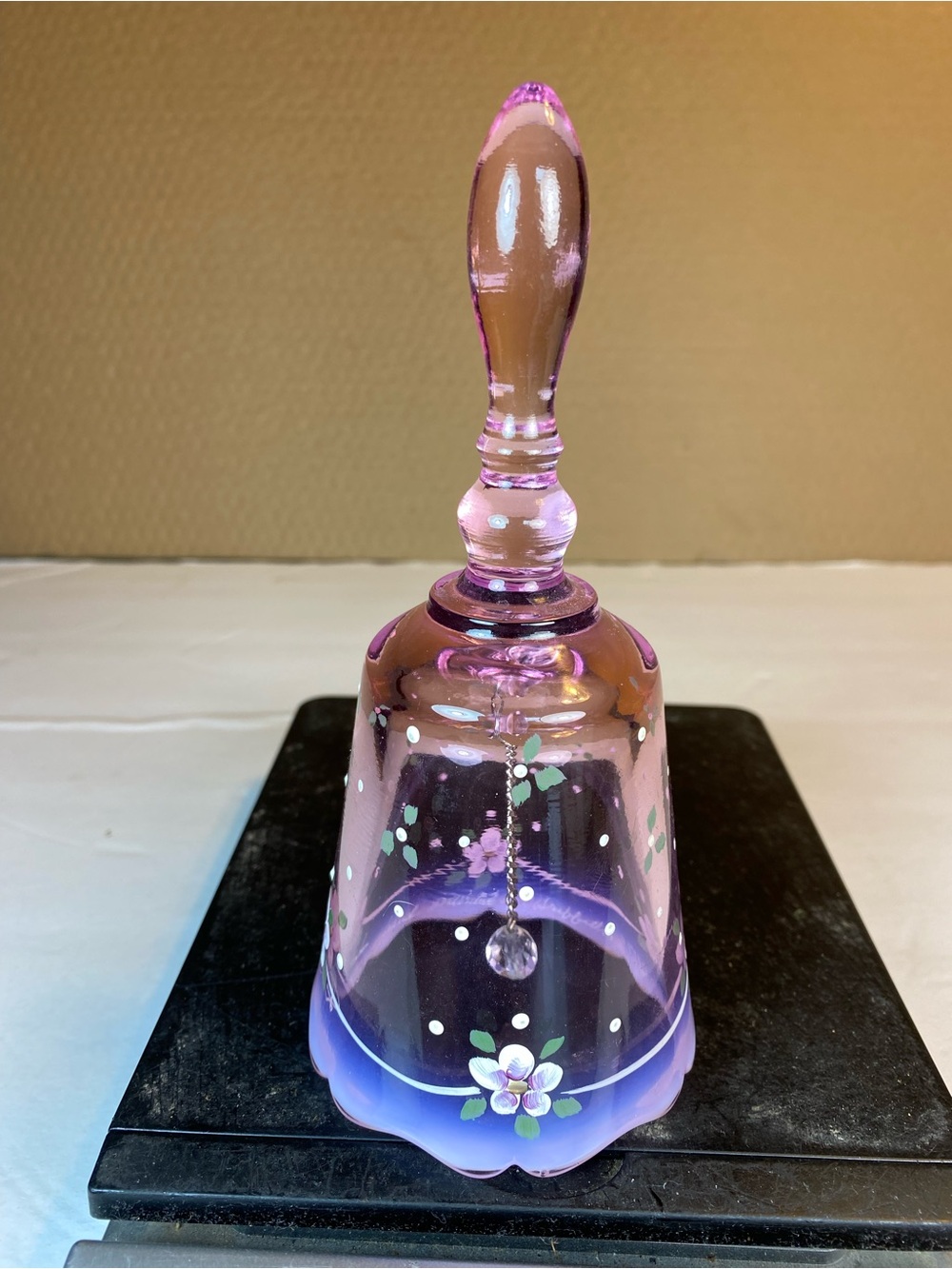 L.E. Don Fenton Art Opalescent Glass Hand Painted Signed Bell